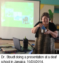 dr. stoudt doing a presnetation at a deaf school in jamaica. 10/28/2014